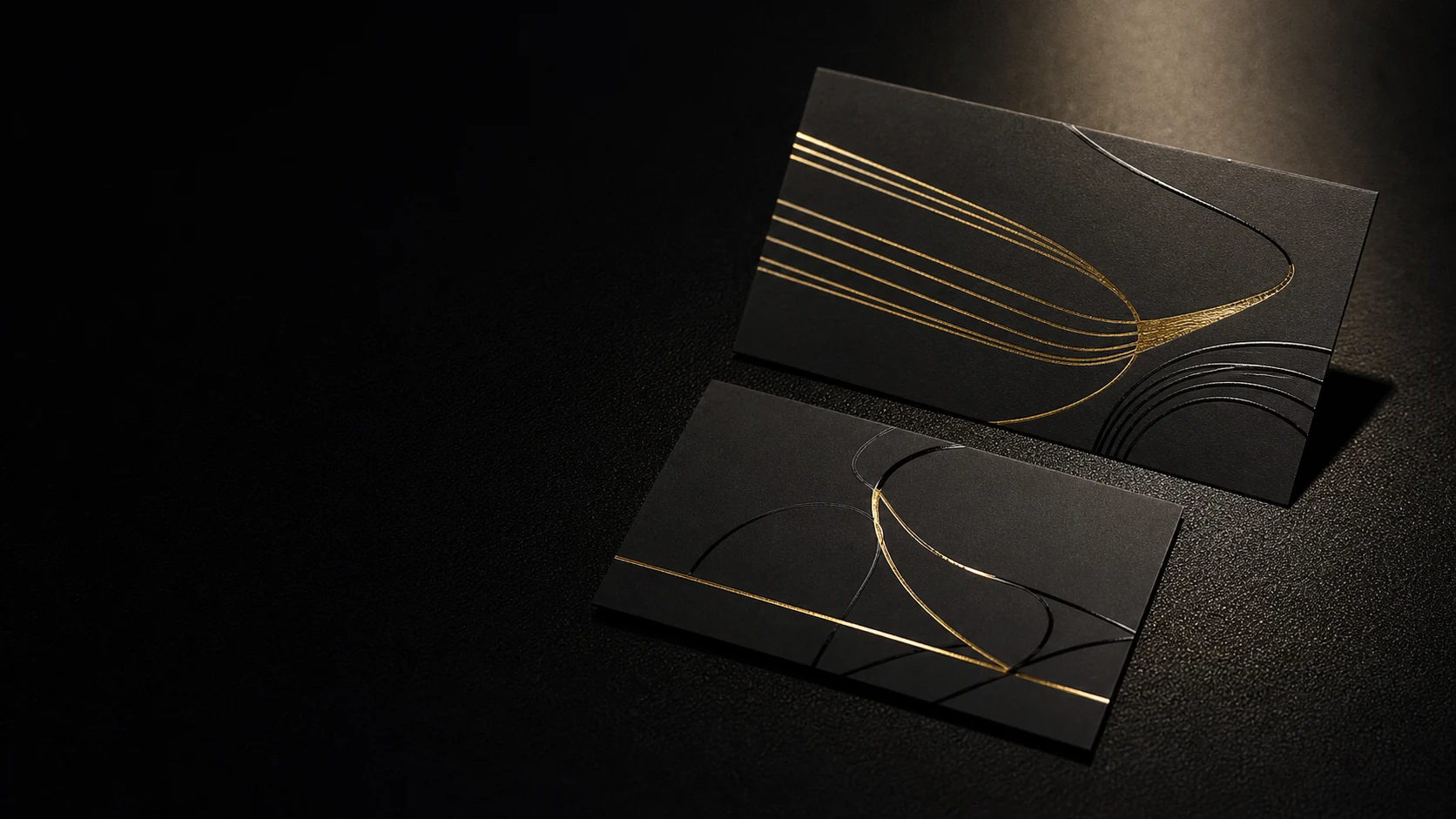 Biglietti premium neri con finiture oro e UV trasparente